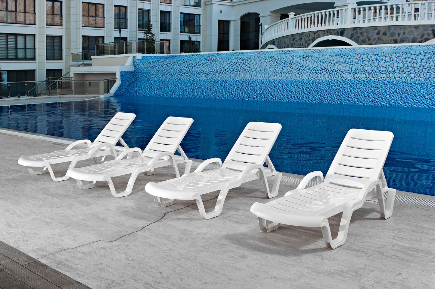 Plastic Lara Sun Lounger with Arms - White