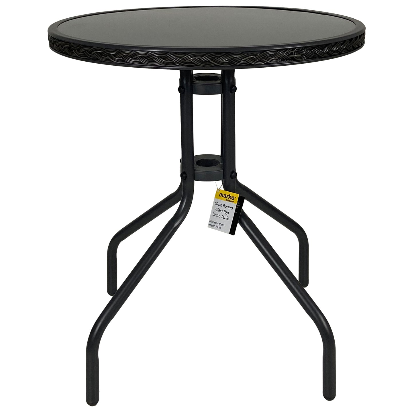 60cm Round Wicker Edge Bistro Table - Grey