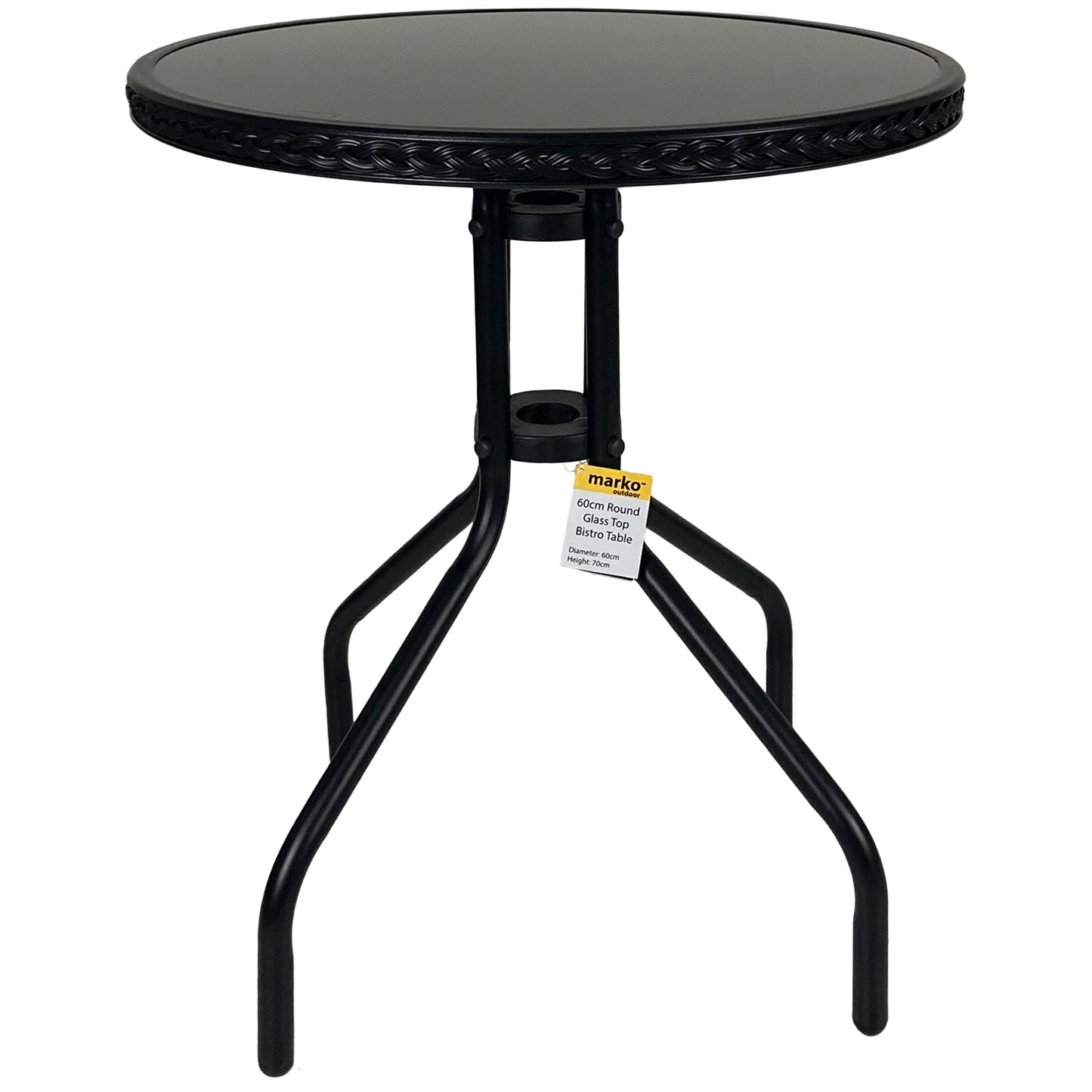 60cm Round Wicker Edge Bistro Table - Black