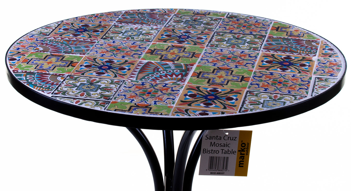Mosaic Stone Topped 60cm Table - Santa Cruz