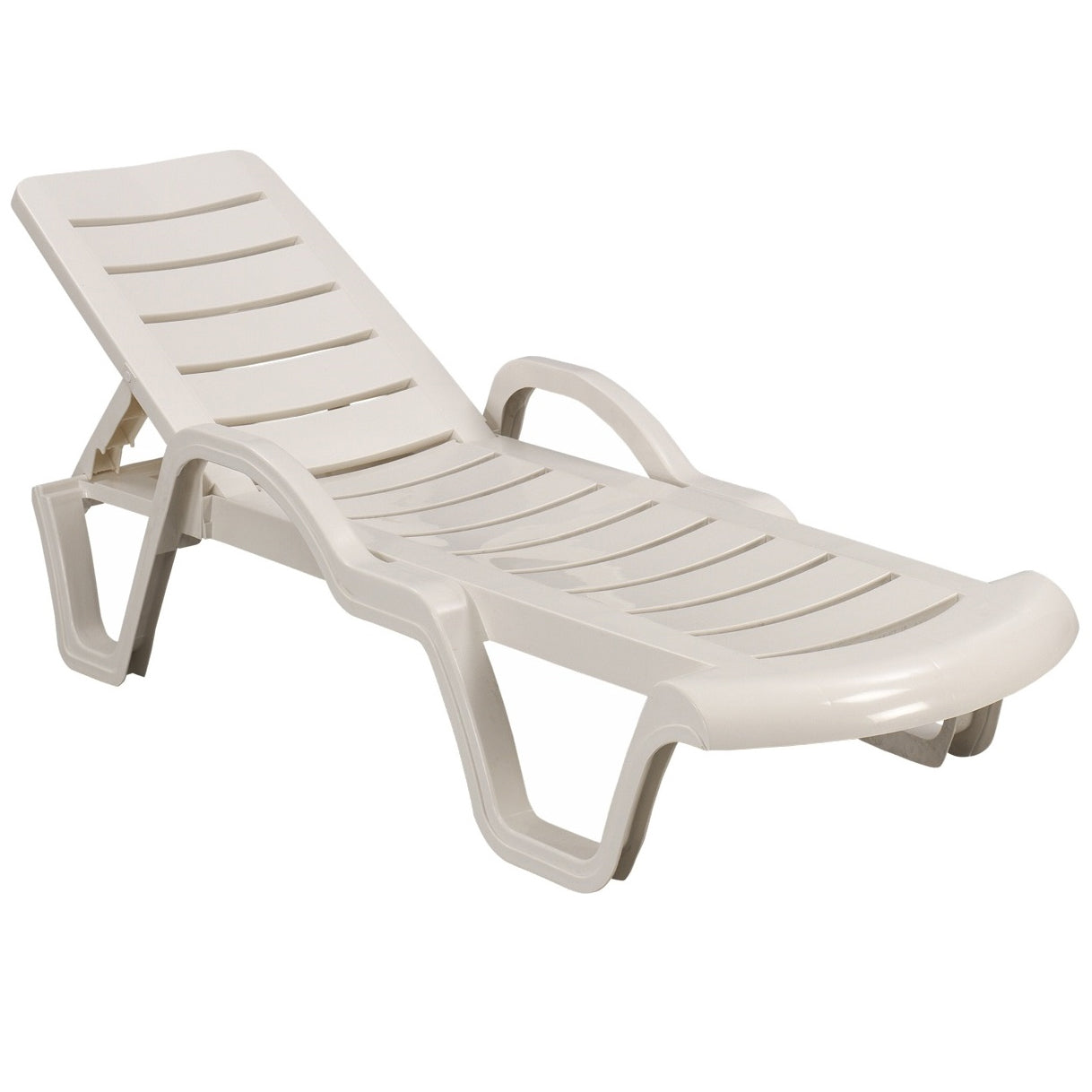 Plastic Lara Sun Lounger with Arms - White