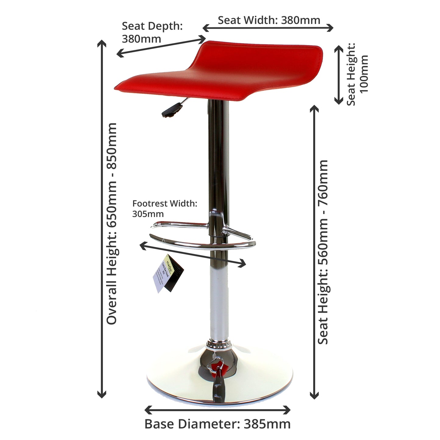 Turin Bar Stool - Red - Set of 2
