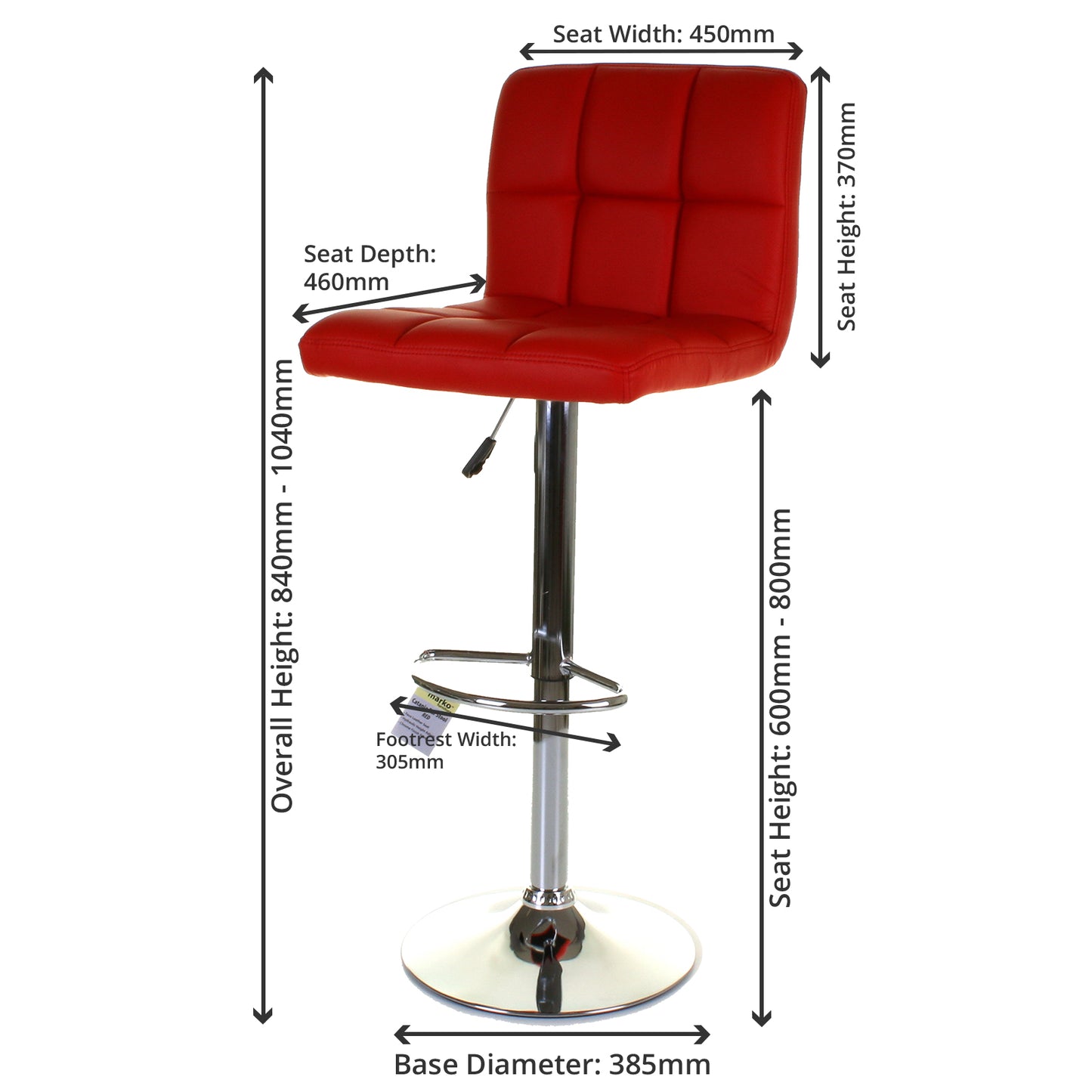 Catania Bar Stool - Red - Set of 2