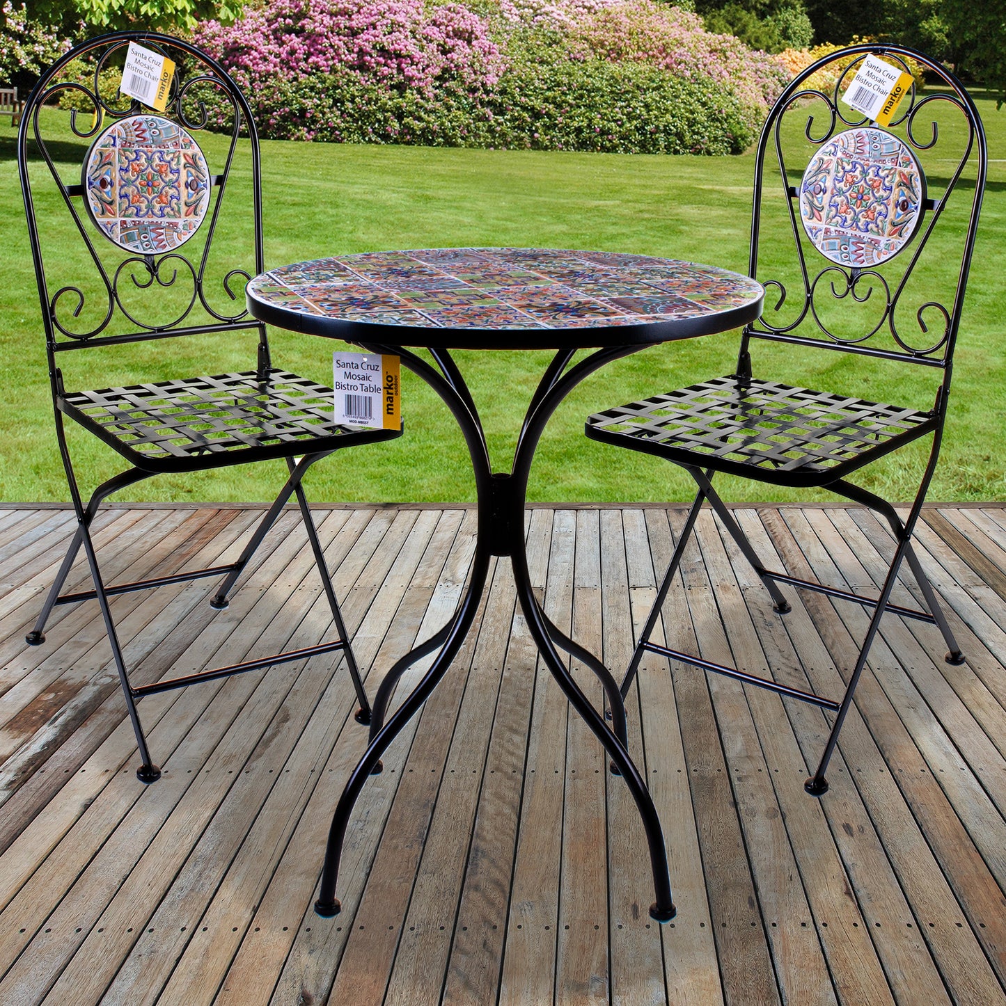 Mosaic Stone Topped Bistro Sets - Santa Cruz