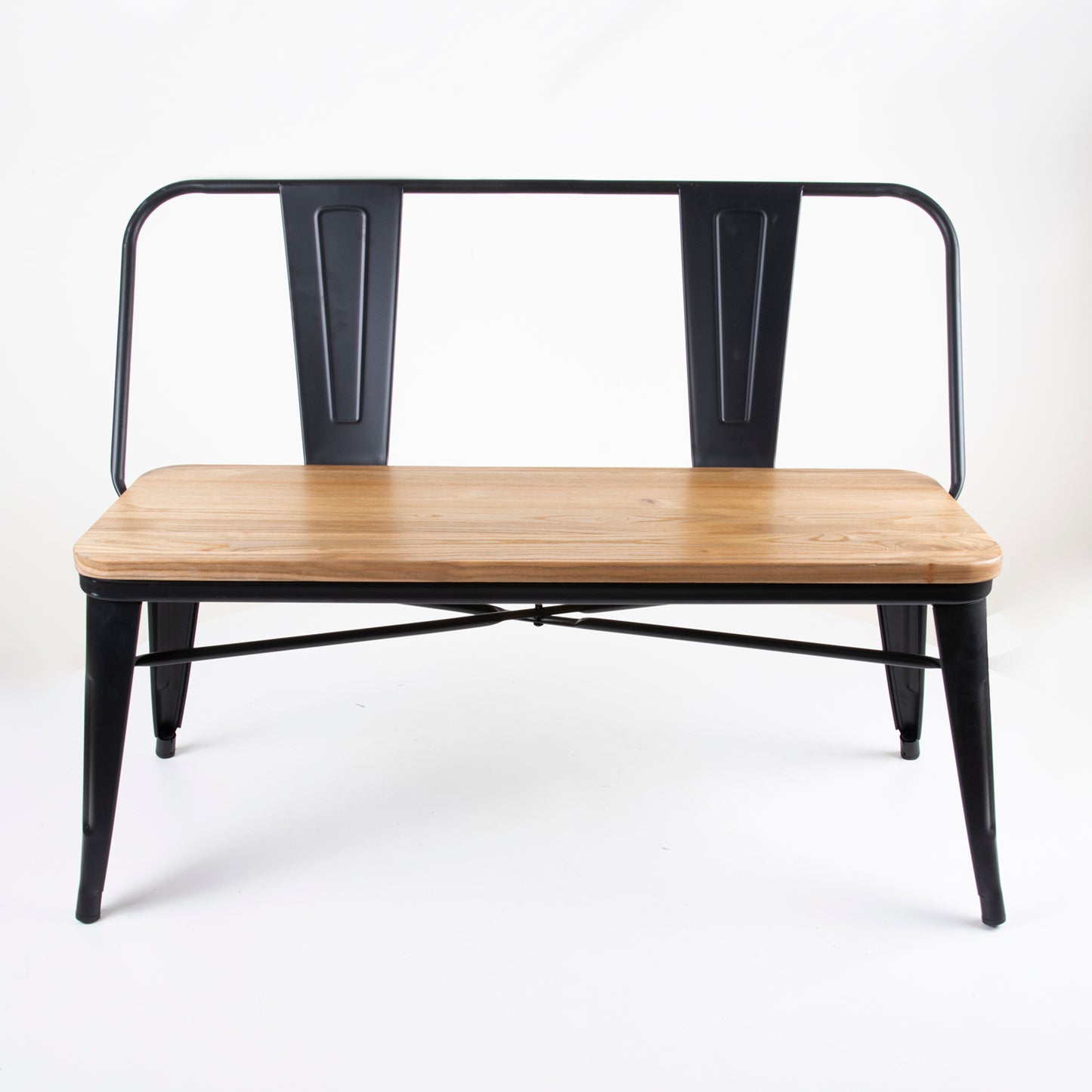 Rustic Bench With Decorative Backrest