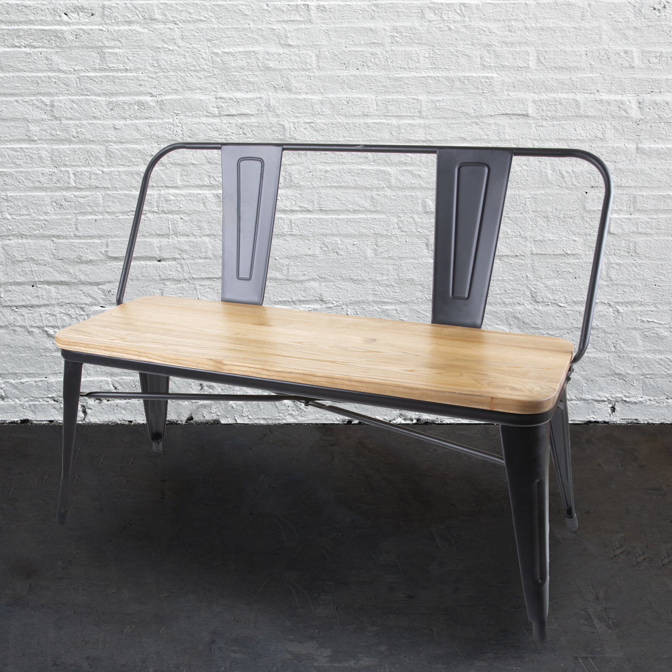 Rustic Bench With Decorative Backrest