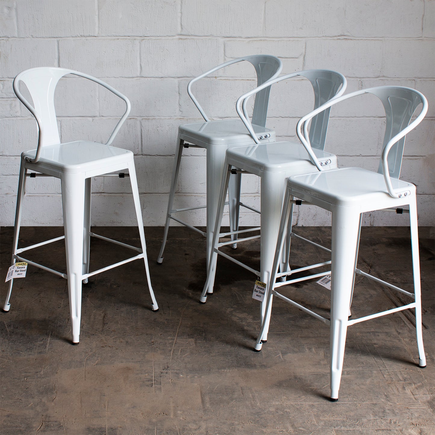 5PC Lodi Table & Favara Bar Stool Set - White