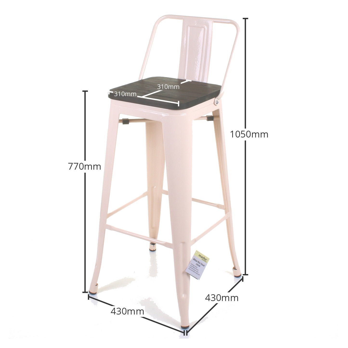 Milan Bar Stool - Cream