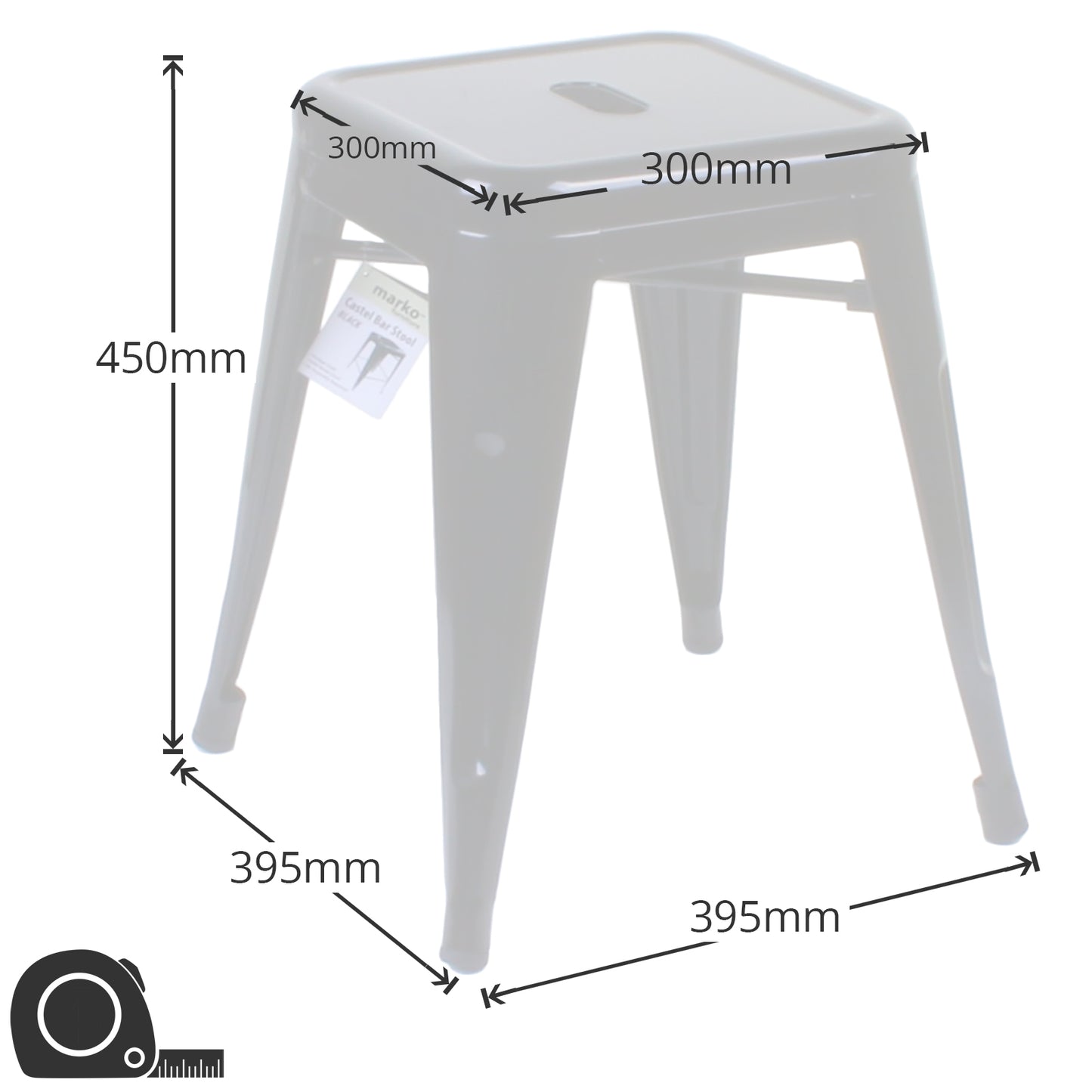 5PC Enna Table & Castel Stool Set - Graphite Grey