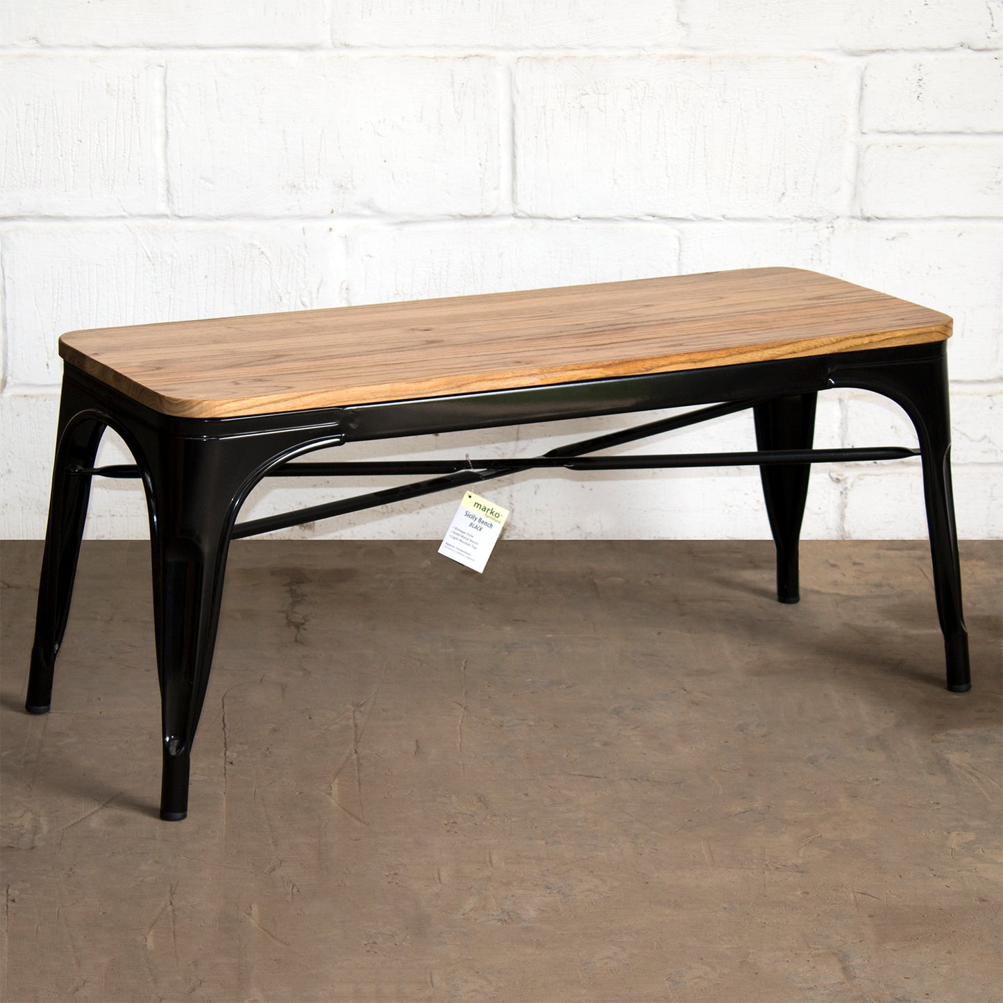 4PC Prato Table, 2 Florence Chairs & Sicily Bench Set - Black
