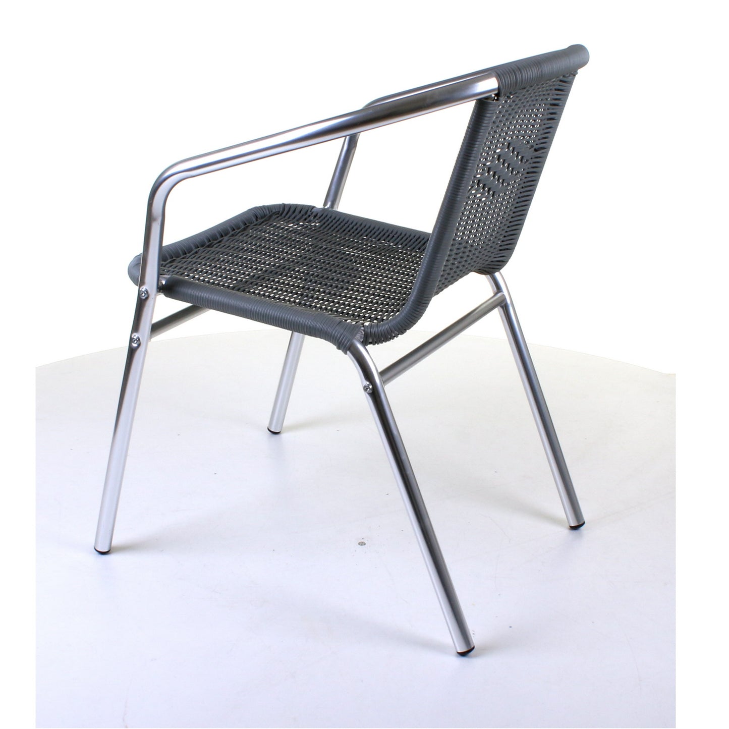 Grey Wicker Chrome Bistro Chair