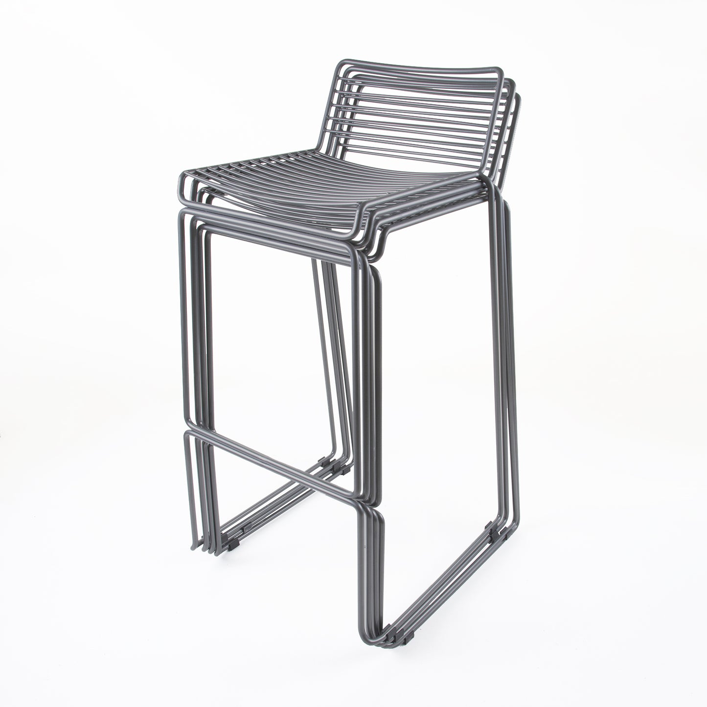 Set of 4 Wire Seat Bar Stools - Anthracite