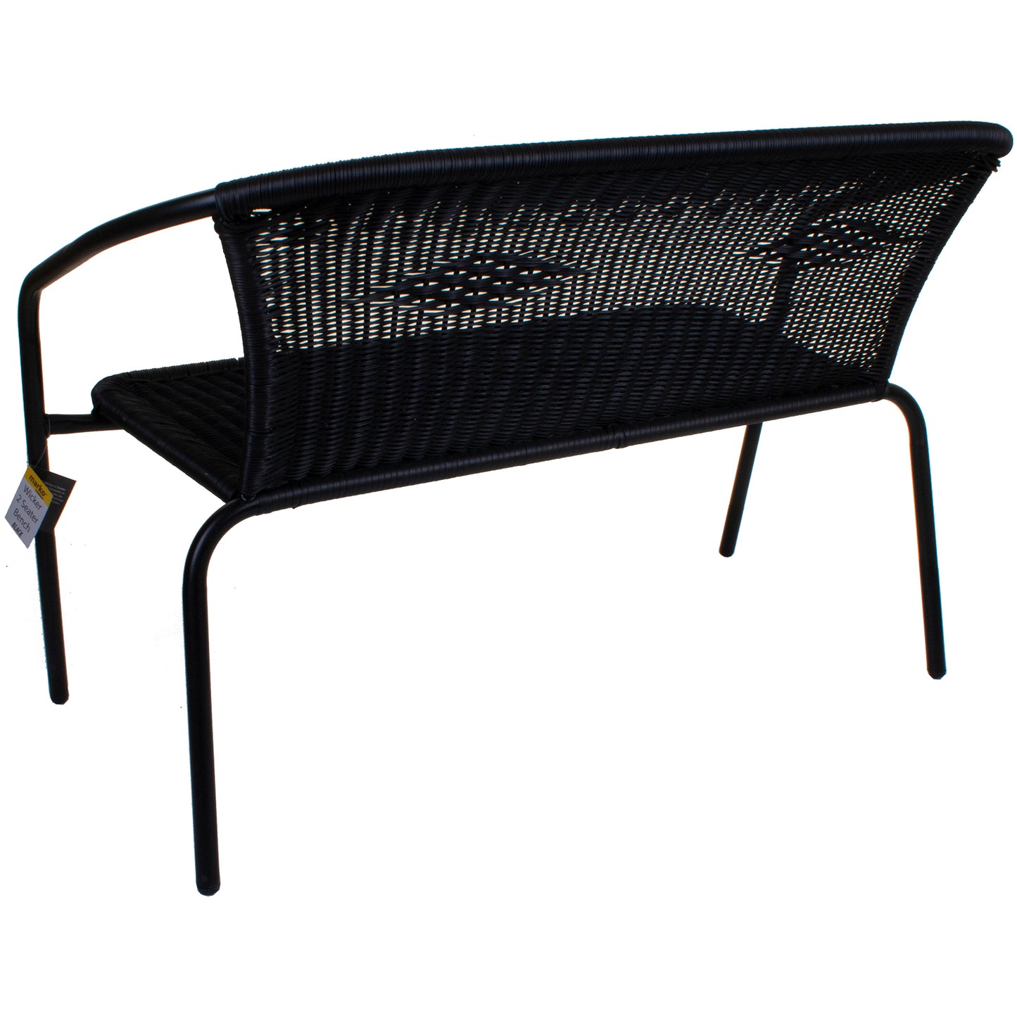 Wicker 2 Seater Bench - Black