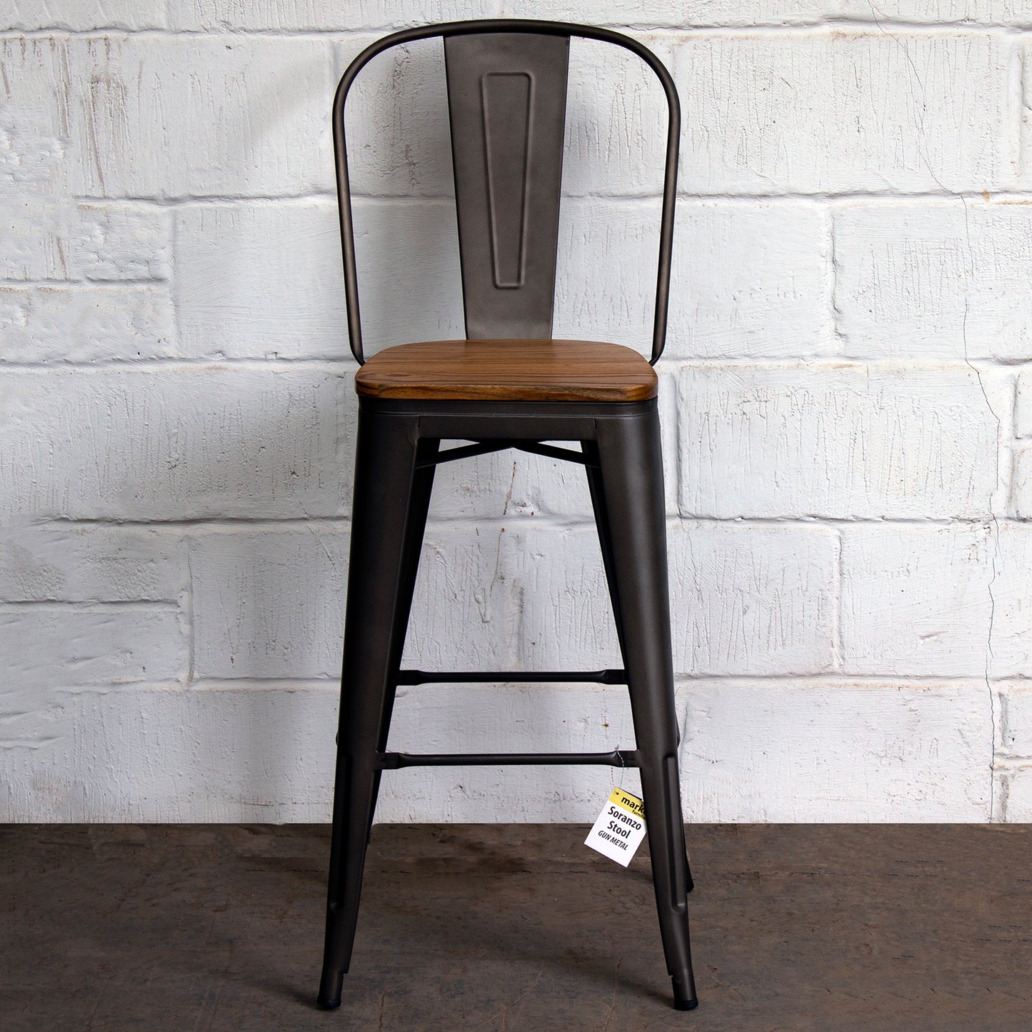 Soranzo Bar Stool - Gun Metal Grey