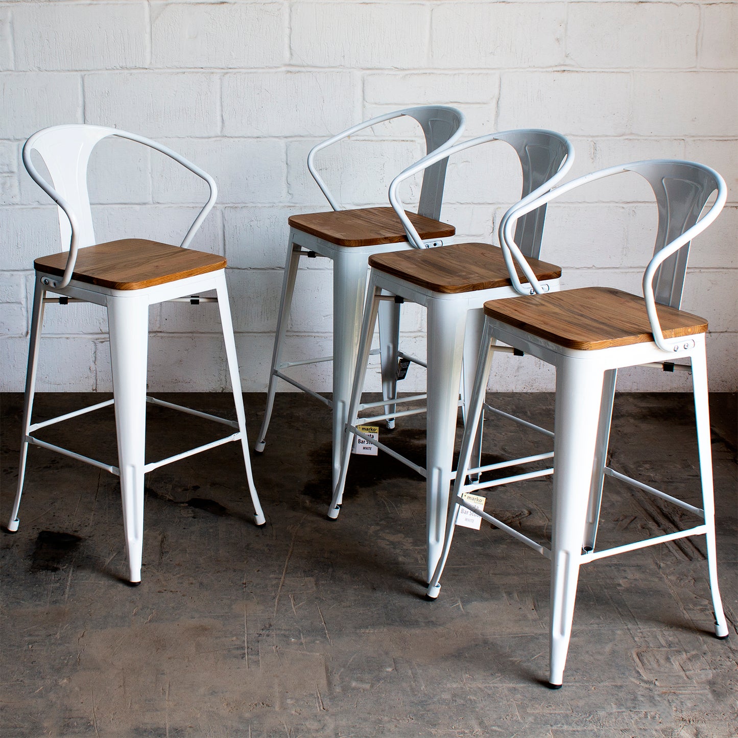 5PC Lodi Table & Licata Bar Stool Set - White