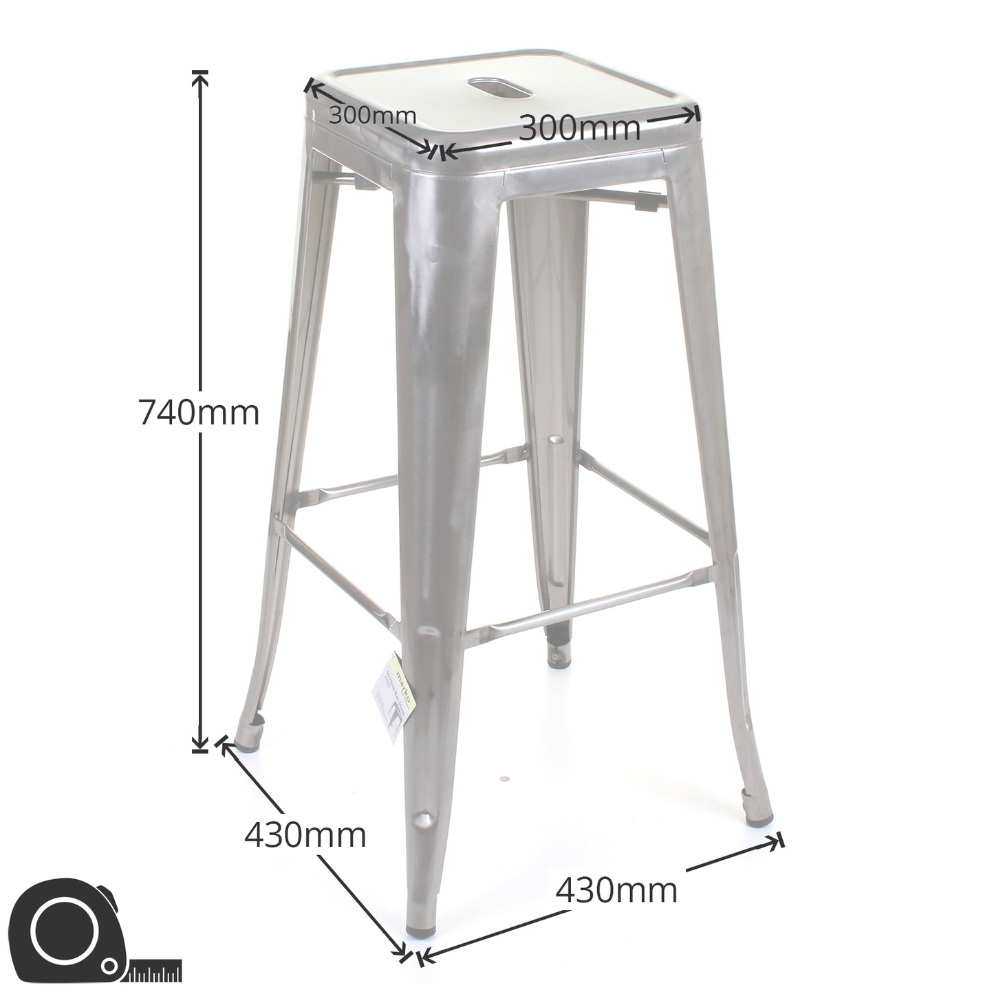 5PC Laus Table & Orvieto Bar Stool Set - Steel