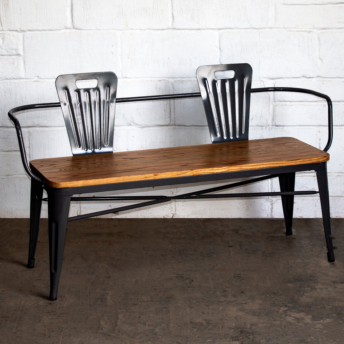 7PC Taranto Table, 5 Palermo Chairs & Nuoro Bench Set - Graphite Grey
