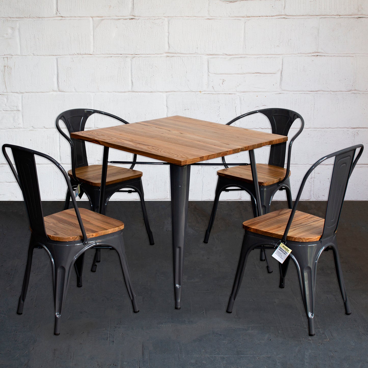 5PC Enna Table Florence & Palermo Chairs Set - Graphite Grey