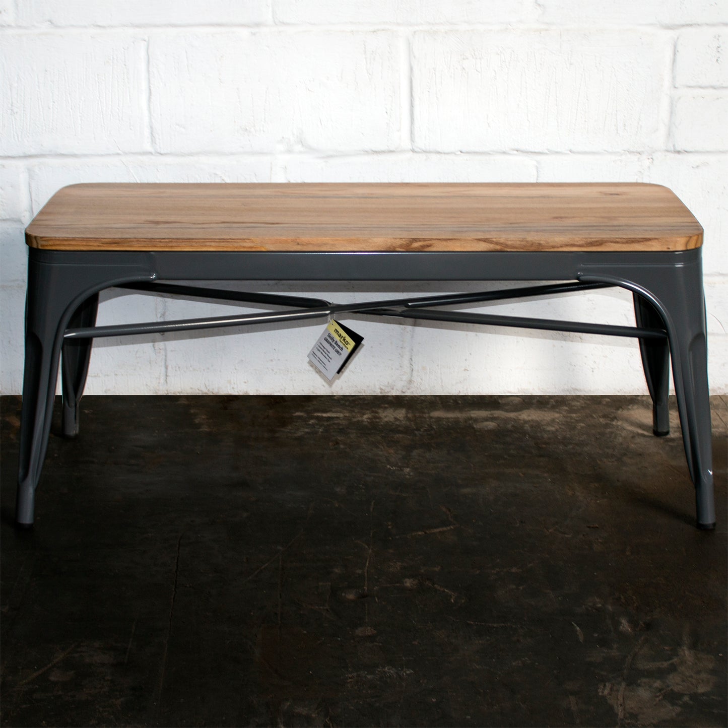 6PC Prato Table, 4 Rho Stools & Sicily Bench Set - Graphite Grey