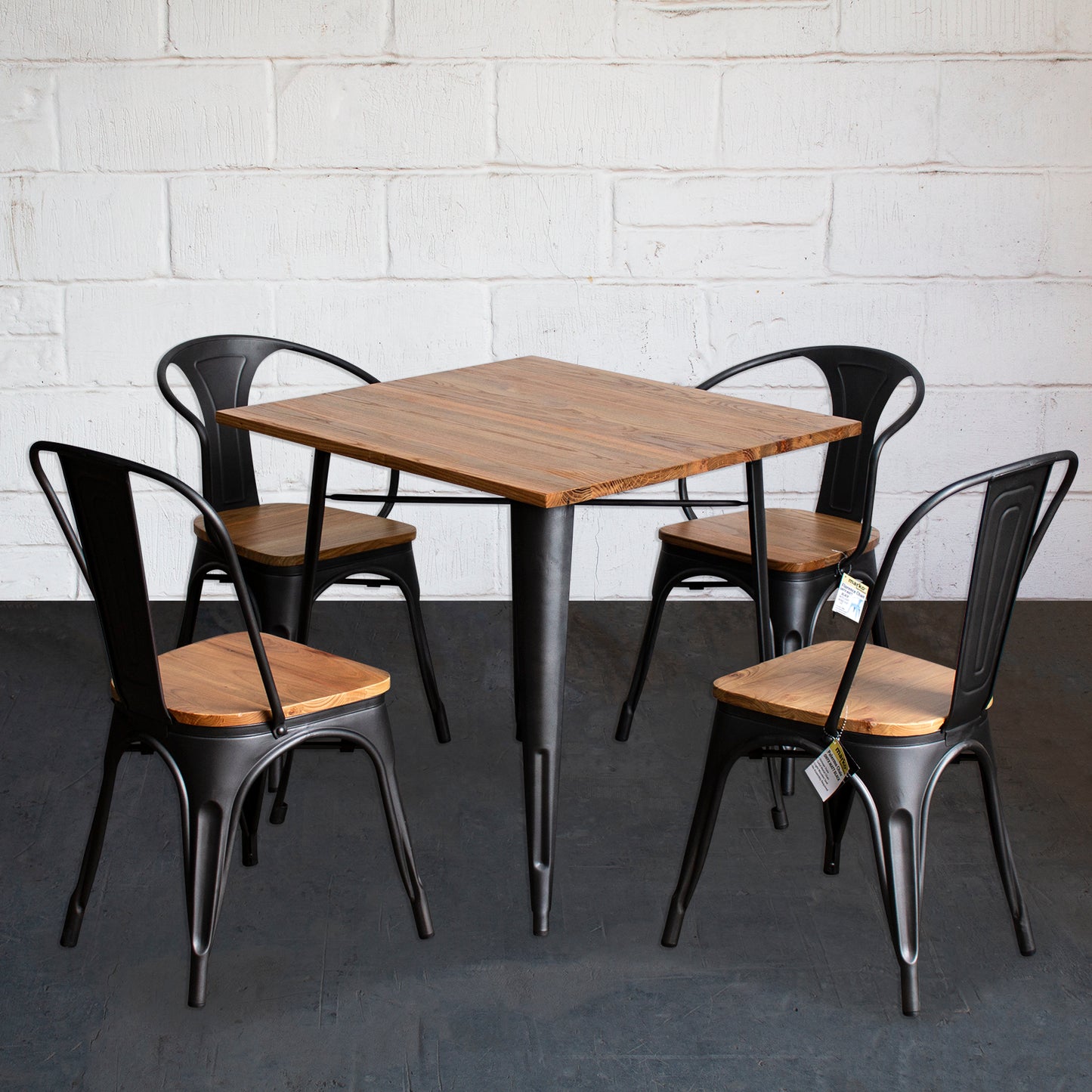 5PC Enna Table Florence & Palermo Chairs Set - Onyx Matt Black