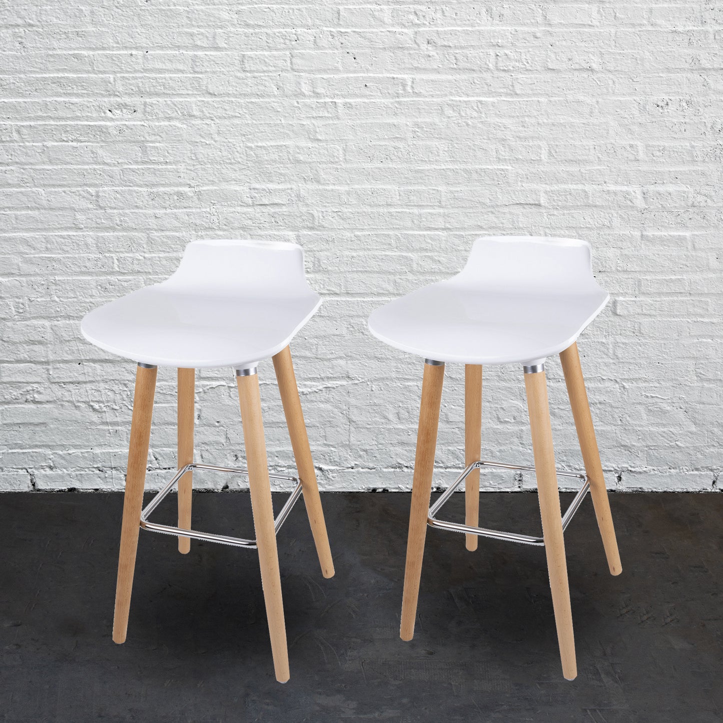 Pack of 2 ABS Bar Stool Square - White