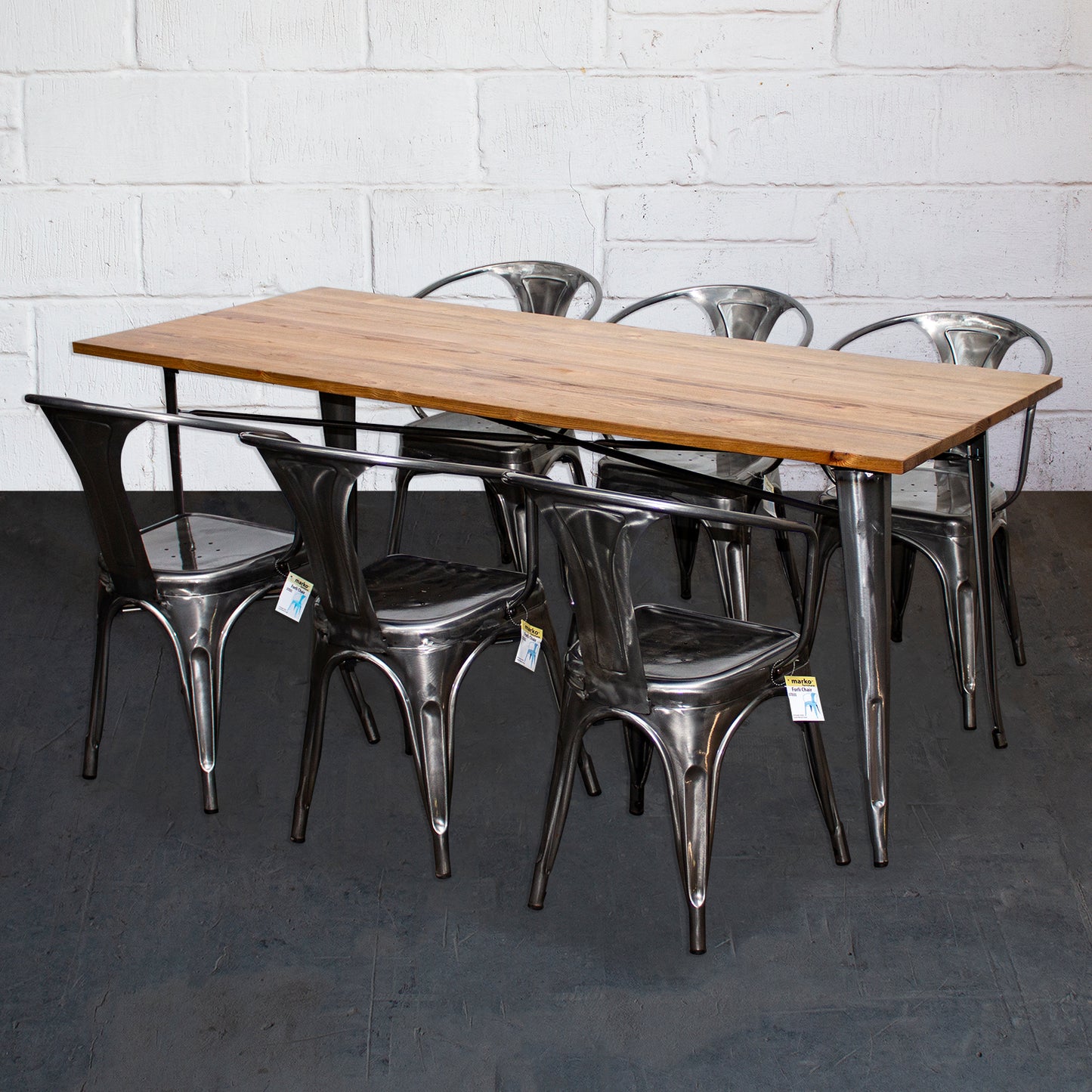 7PC Taranto Table & 6 Forli Chairs Set - Steel