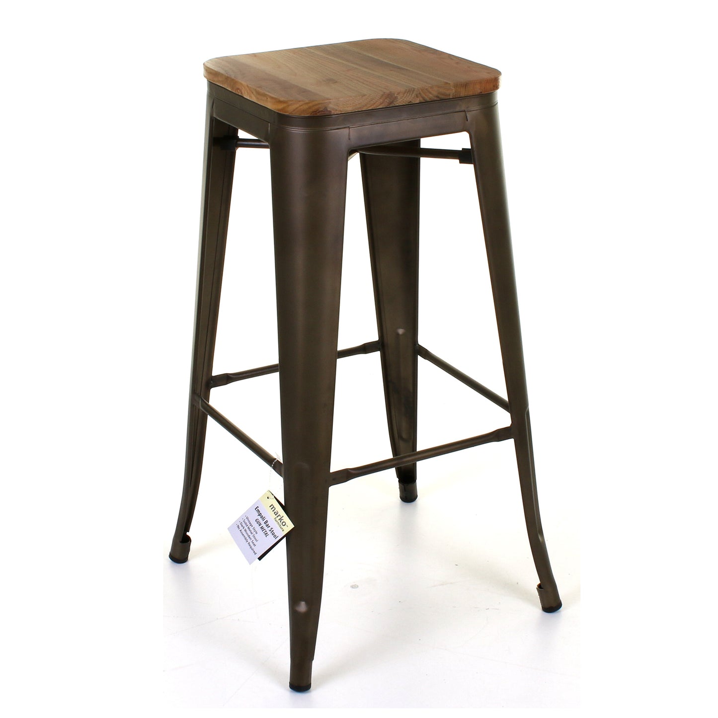 3PC Lodi Table & Firenze Bar Stool Set - Gun Metal Grey