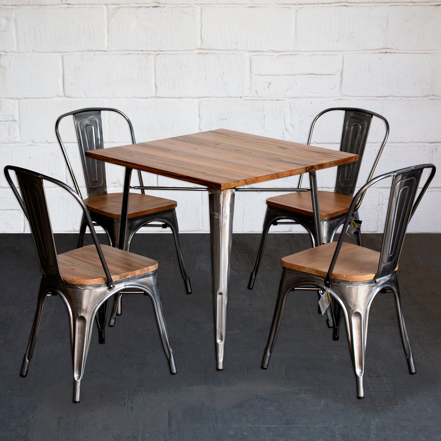 5PC Enna Table & Palermo Chair Set - Steel
