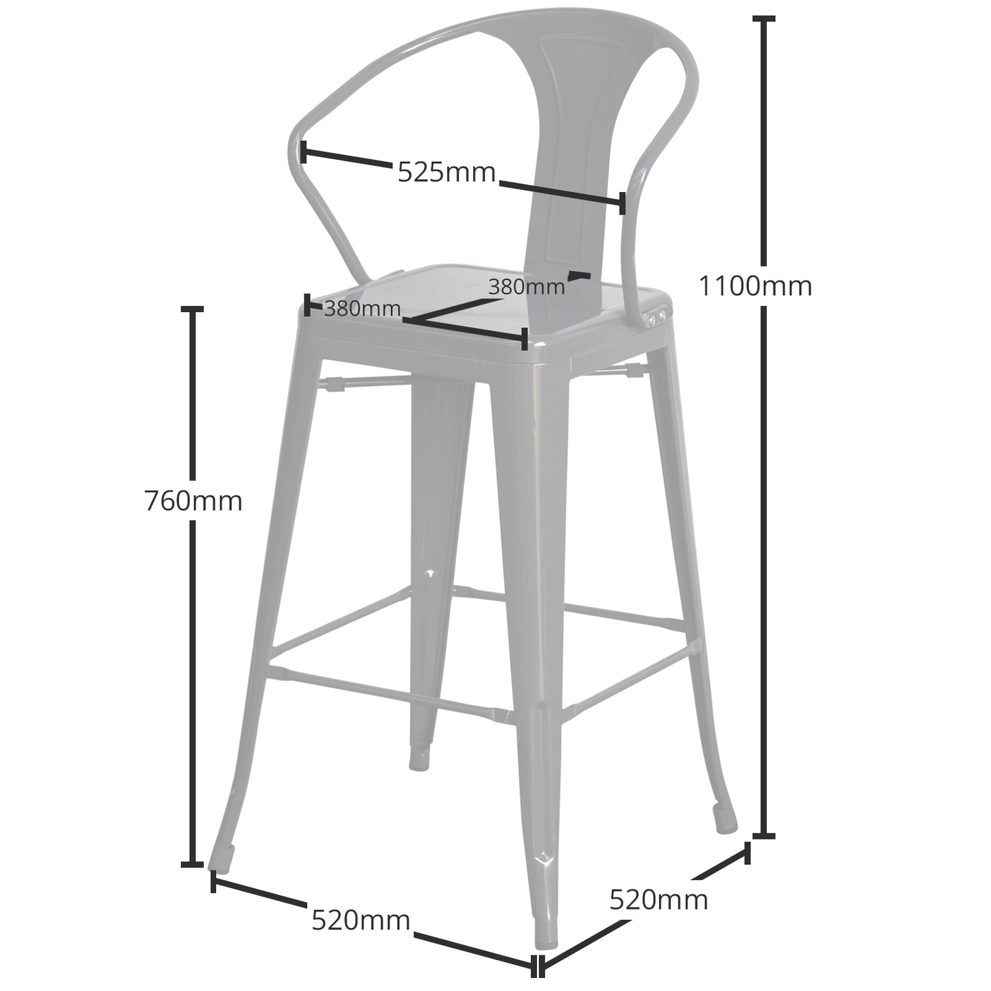 5PC Lodi Table & Favara Bar Stool Set - Graphite Grey