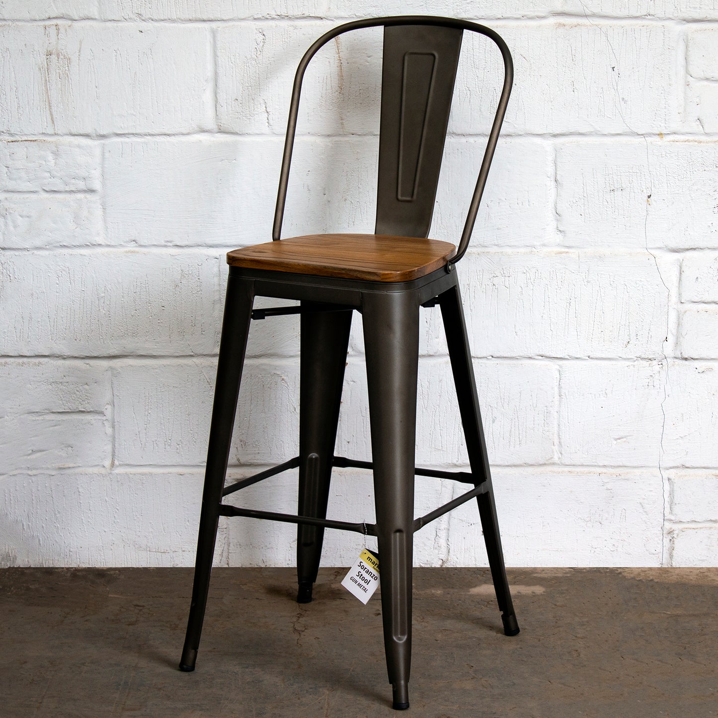 Soranzo Bar Stool - Gun Metal Grey