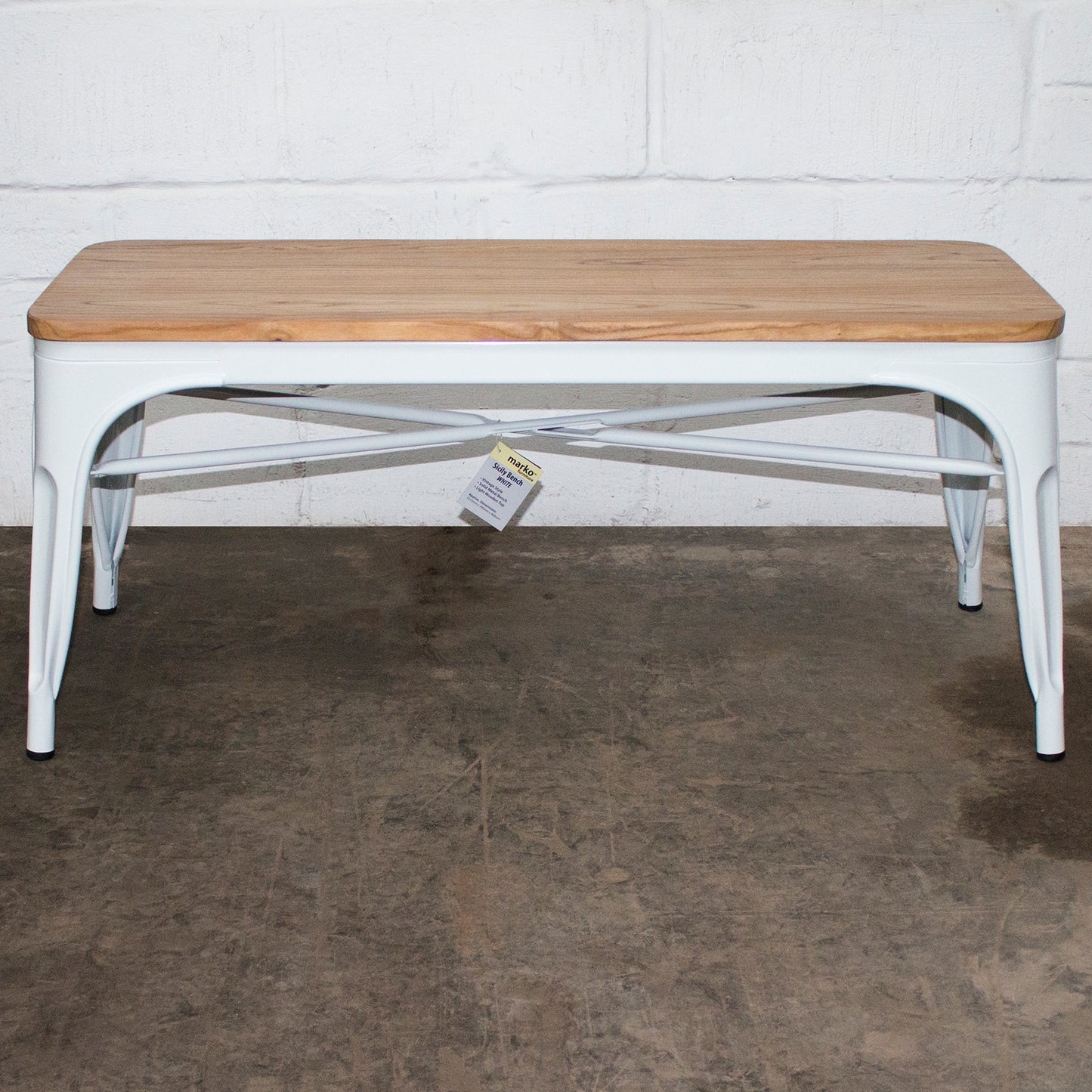 6PC Prato Table, 2 Palermo Chairs, 2 Rho Stools & Sicily Bench Set - White