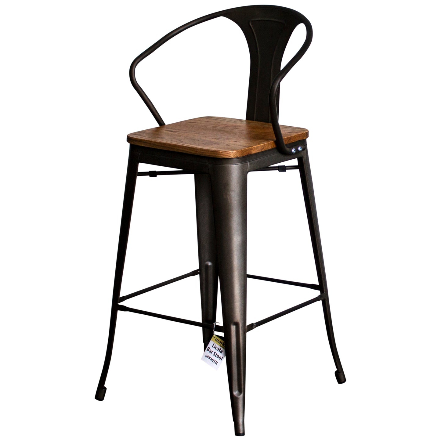 5PC Laus Table & Licata Bar Stool Set - Gun Metal Grey