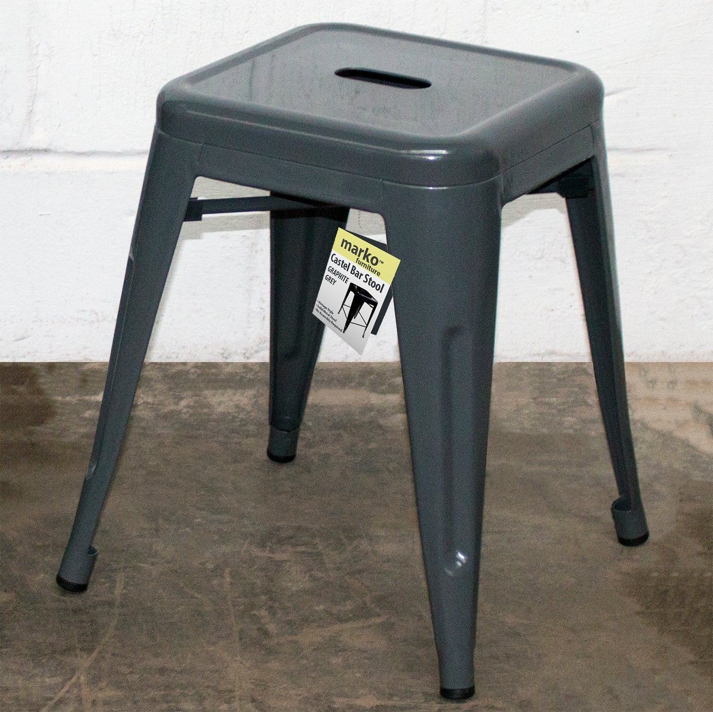 7PC Taranto Table, 3 Forli Chairs & 3 Castel Stools Set - Graphite Grey