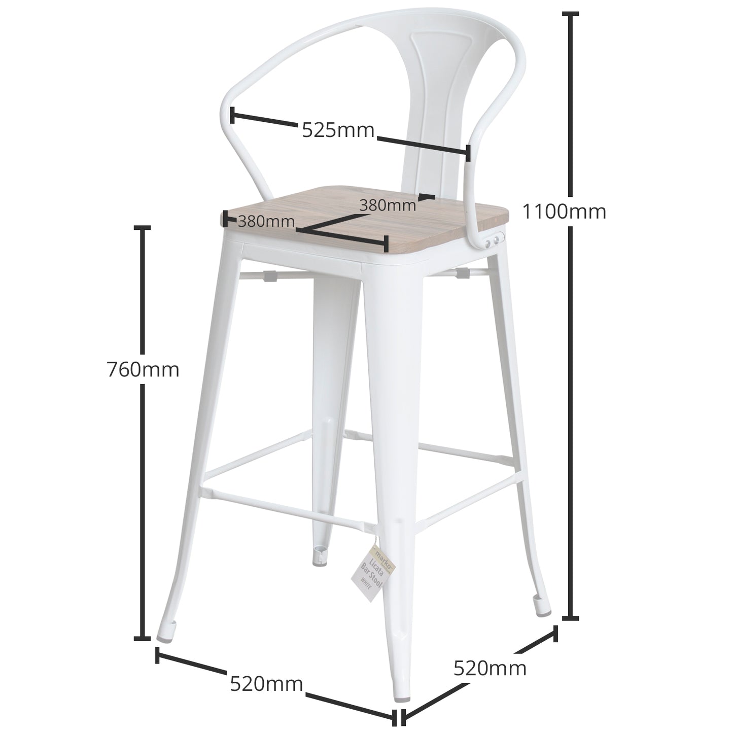5PC Lodi Table & Licata Bar Stool Set - White
