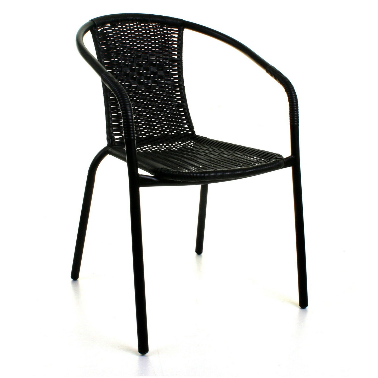 7PC Black Wicker Bistro Set with Black 150cm Rectangular Table