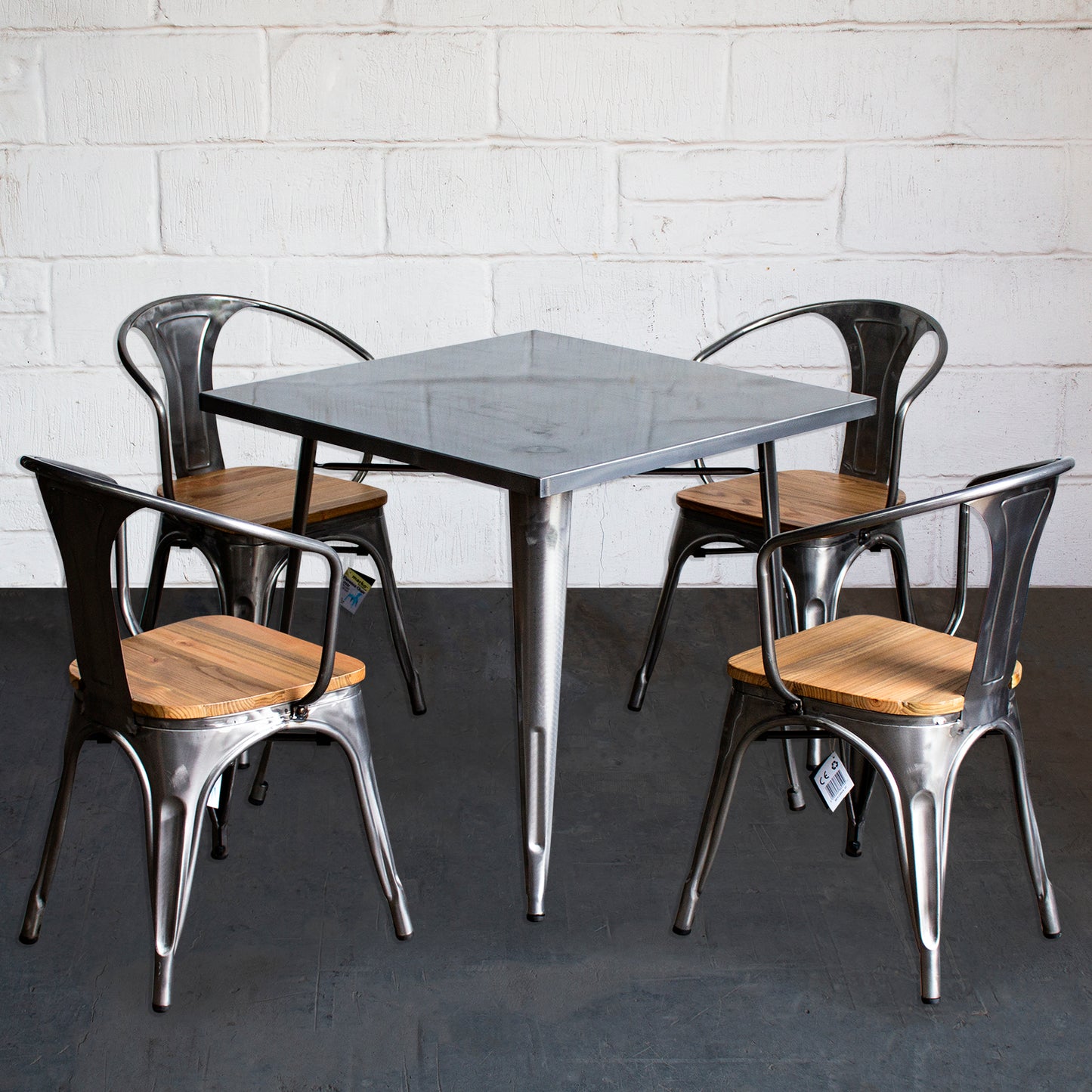 5PC Belvedere Table & Florence Chair Set - Steel