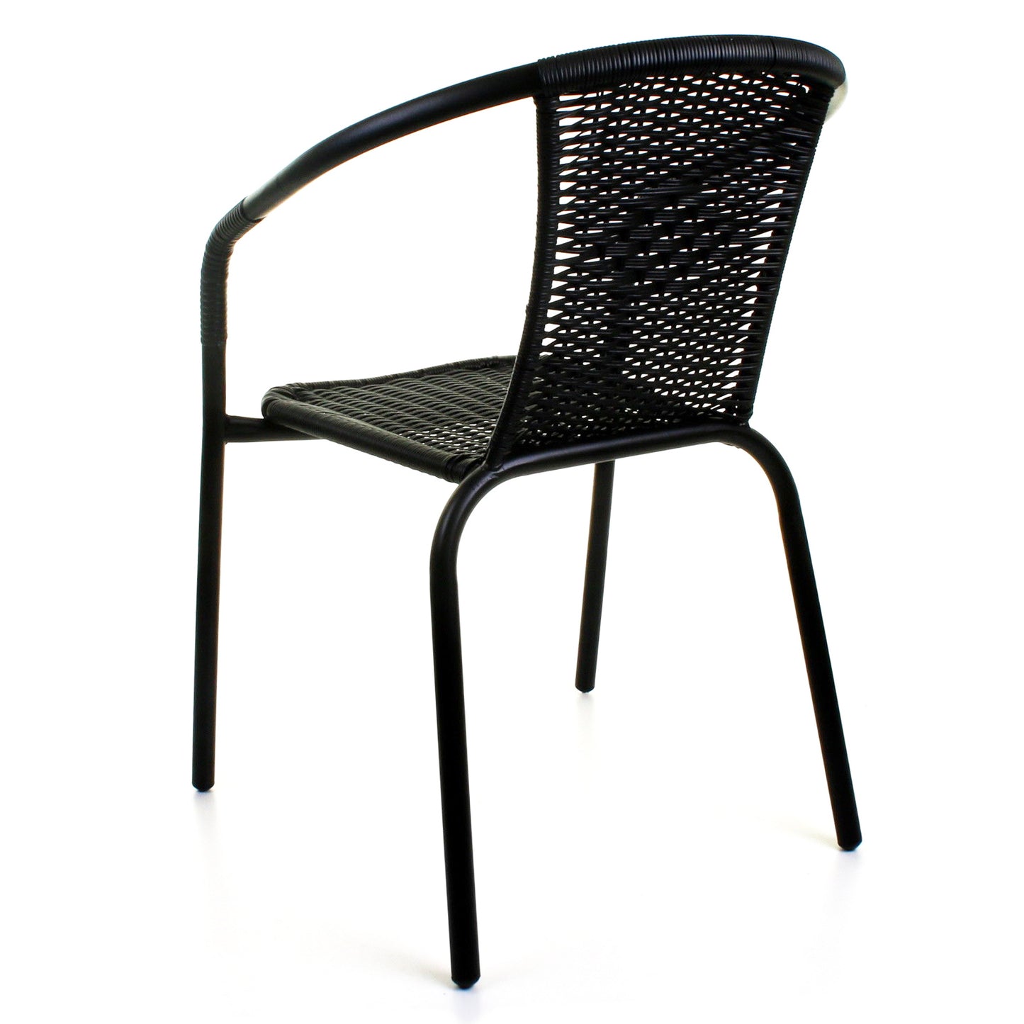 7PC Black Wicker Bistro Set with Black 150cm Rectangular Table