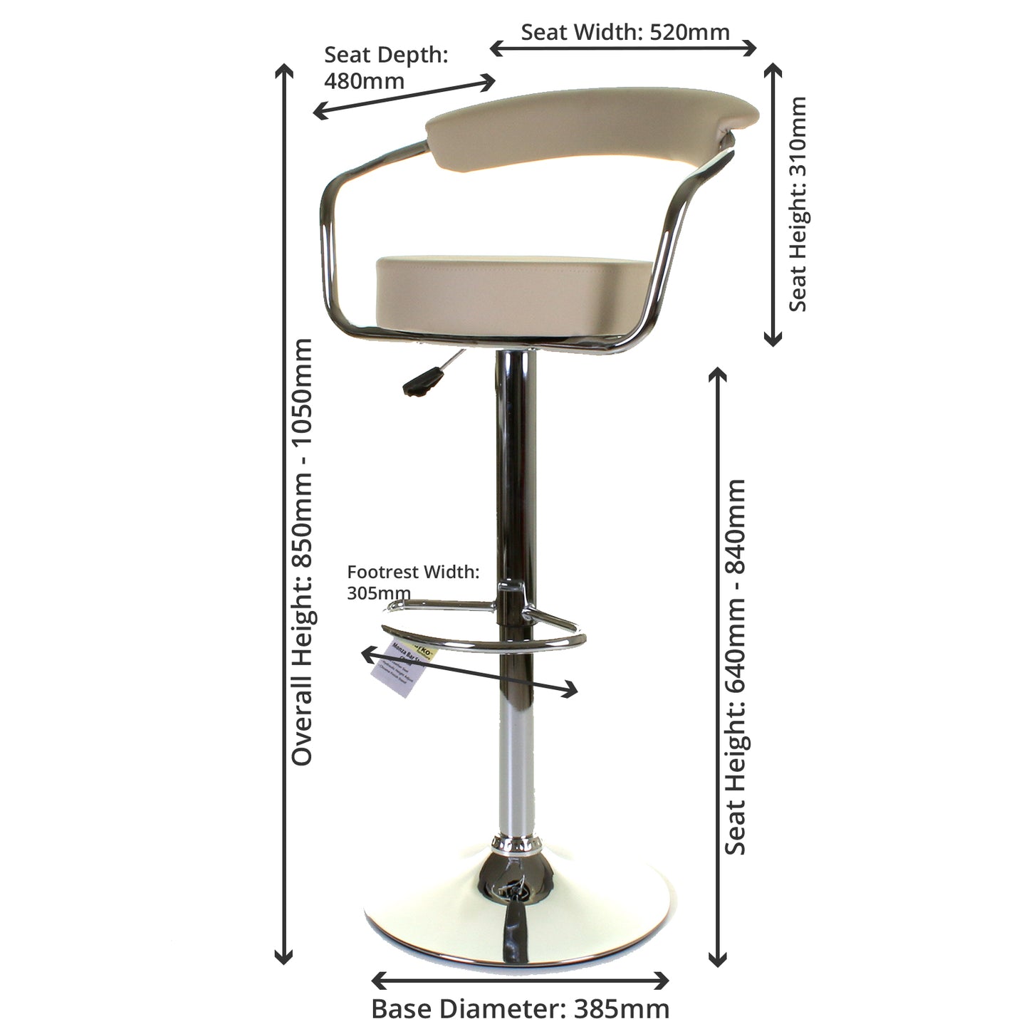 Monza Bar Stool - Cream - Set of 2