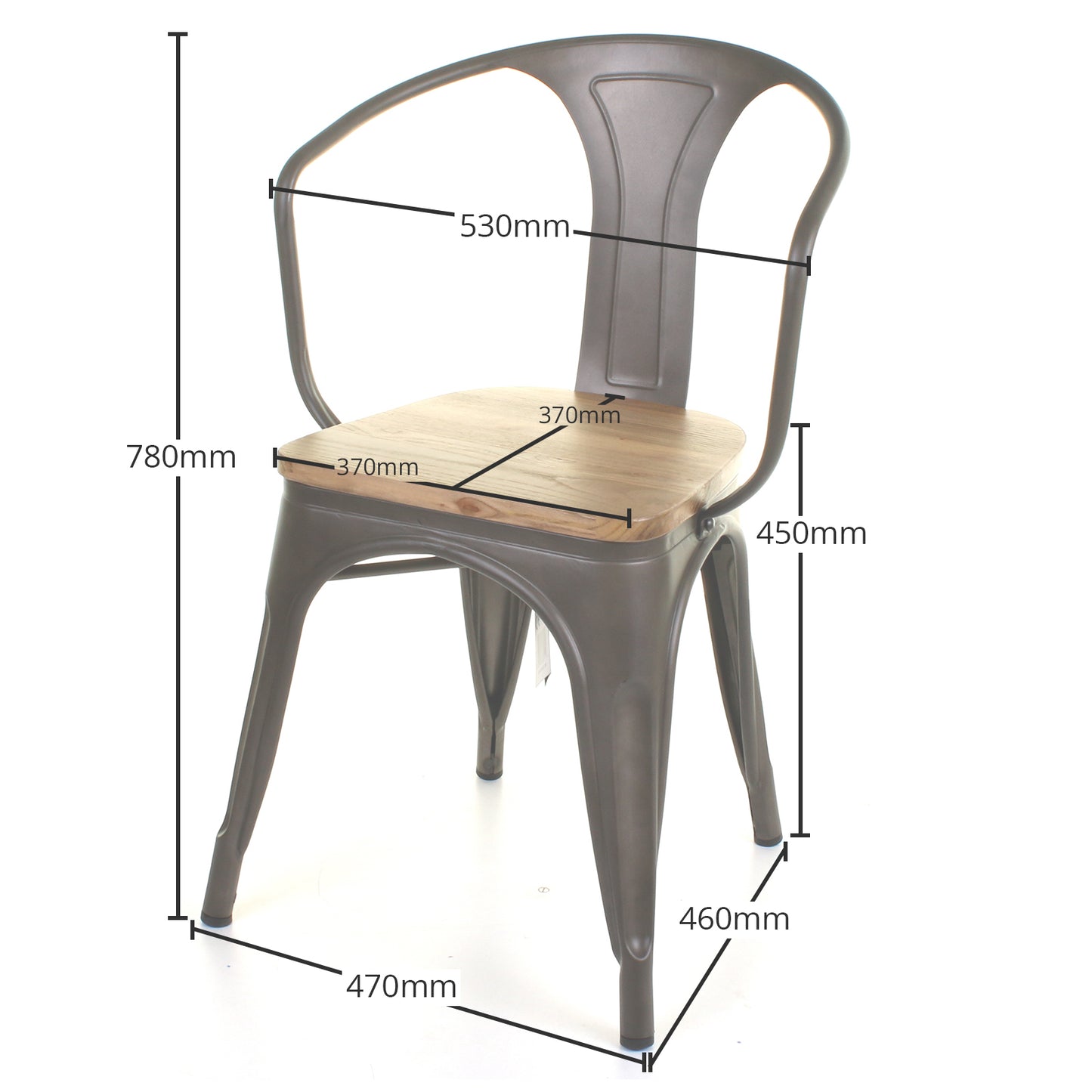 5PC Prato Table & 4 Florence Chairs Set - Gun Metal Grey