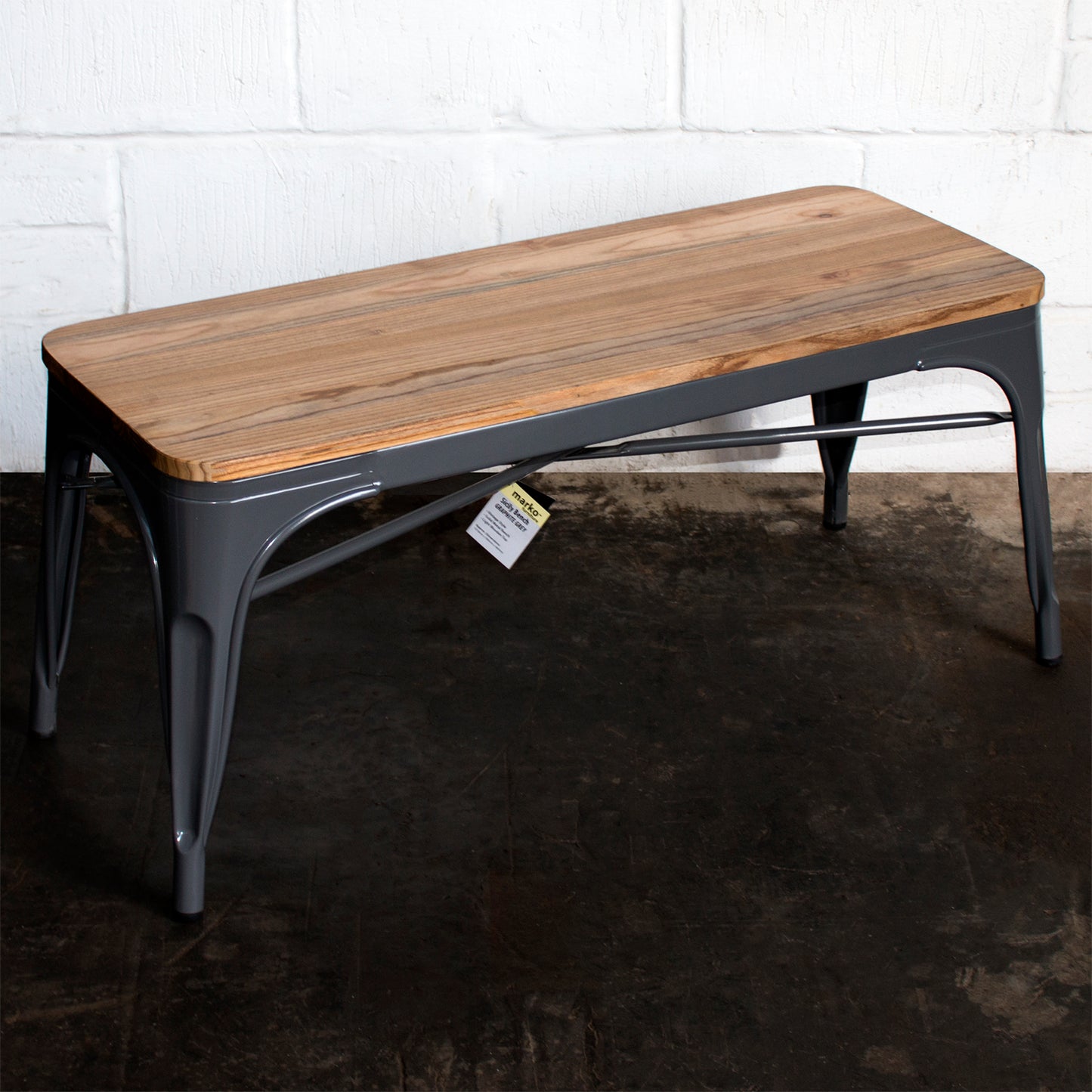 6PC Prato Table, 2 Florence Chairs, 2 Rho Stools & Sicily Bench Set - Graphite Grey
