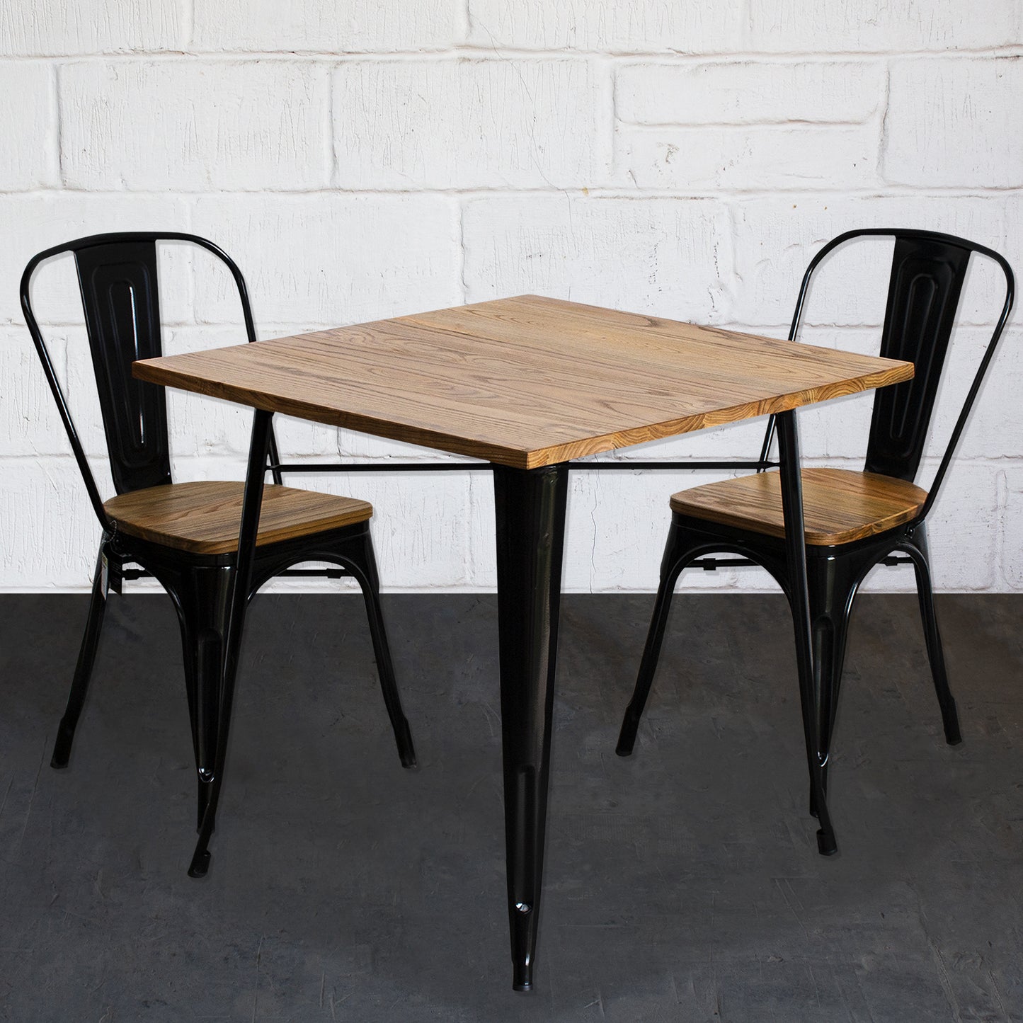 3PC Enna Table & Palermo Chair Set - Black