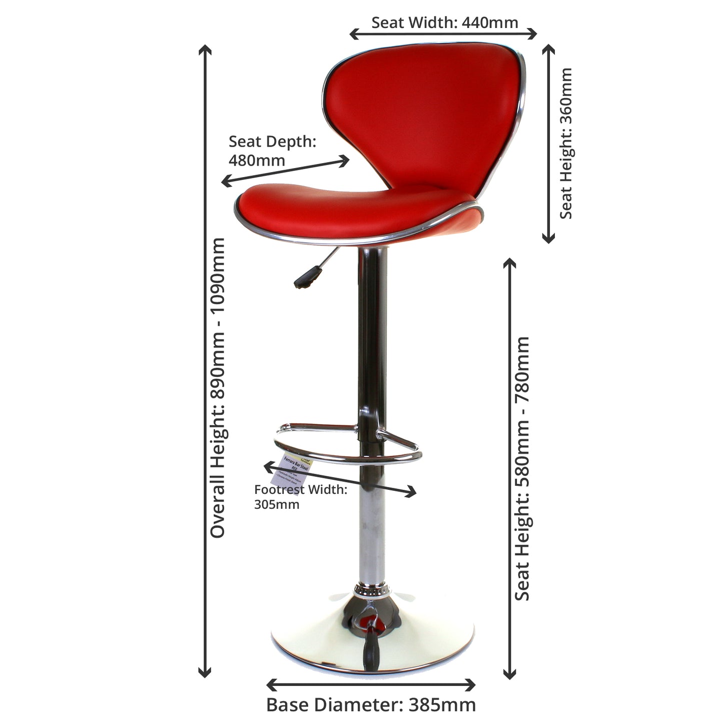Ferrera Bar Stool - Red - Set of 2