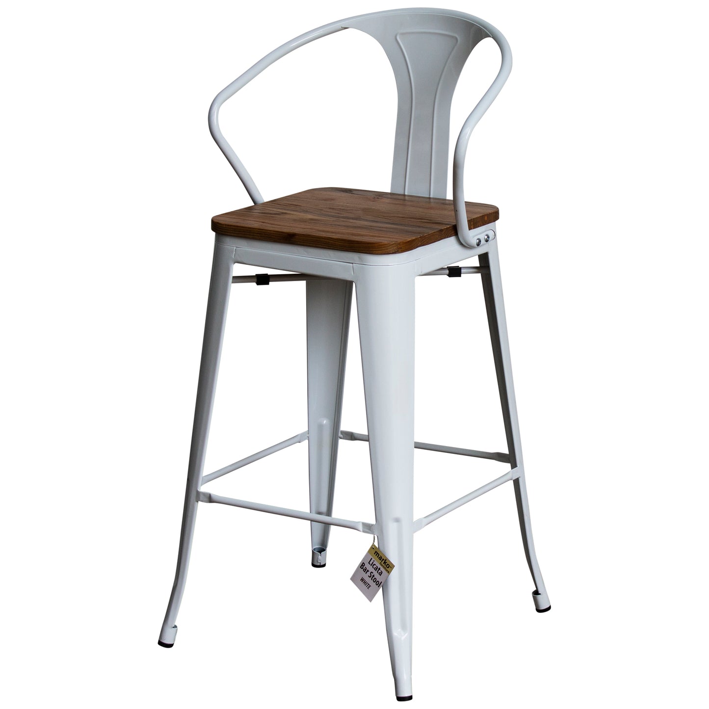 5PC Lodi Table & Licata Bar Stool Set - White