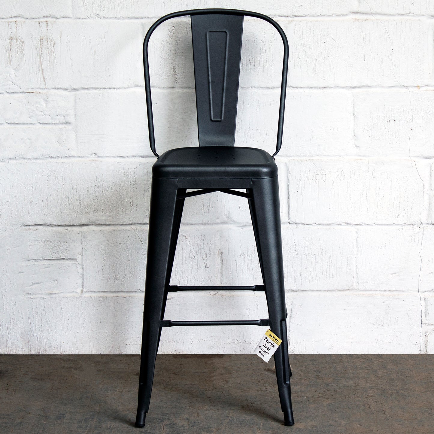 5PC Lodi Table & Pascale Bar Stool Set - Onyx Matt Black