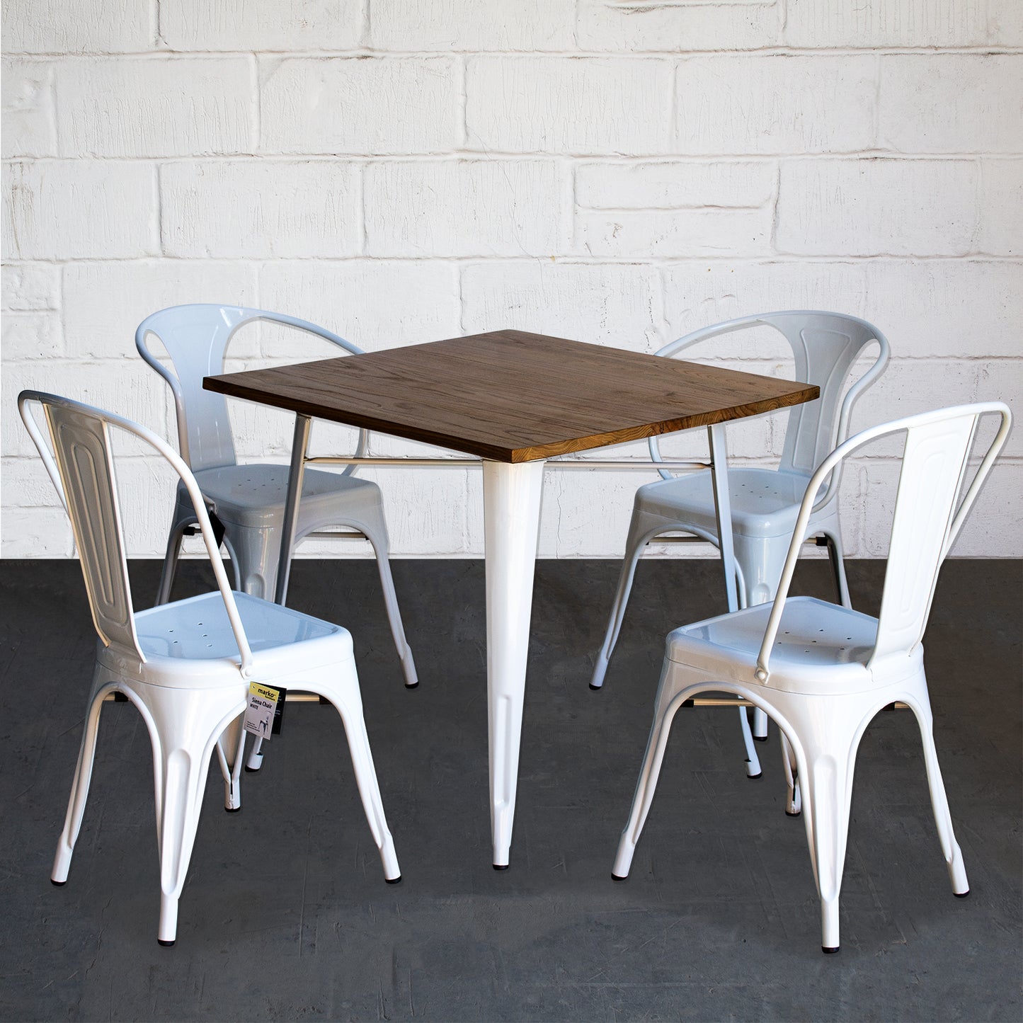 5PC Enna Table Forli & Siena Chairs Set - White