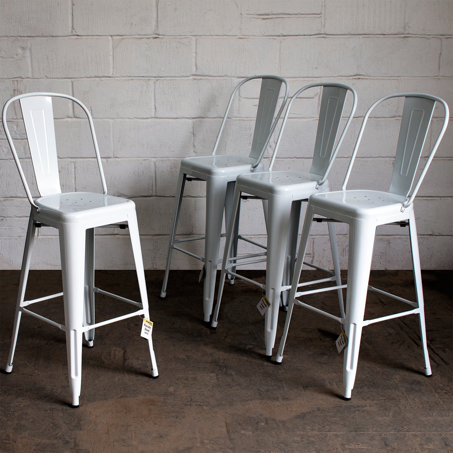 5PC Lodi Table & Pascale Bar Stool Set - White