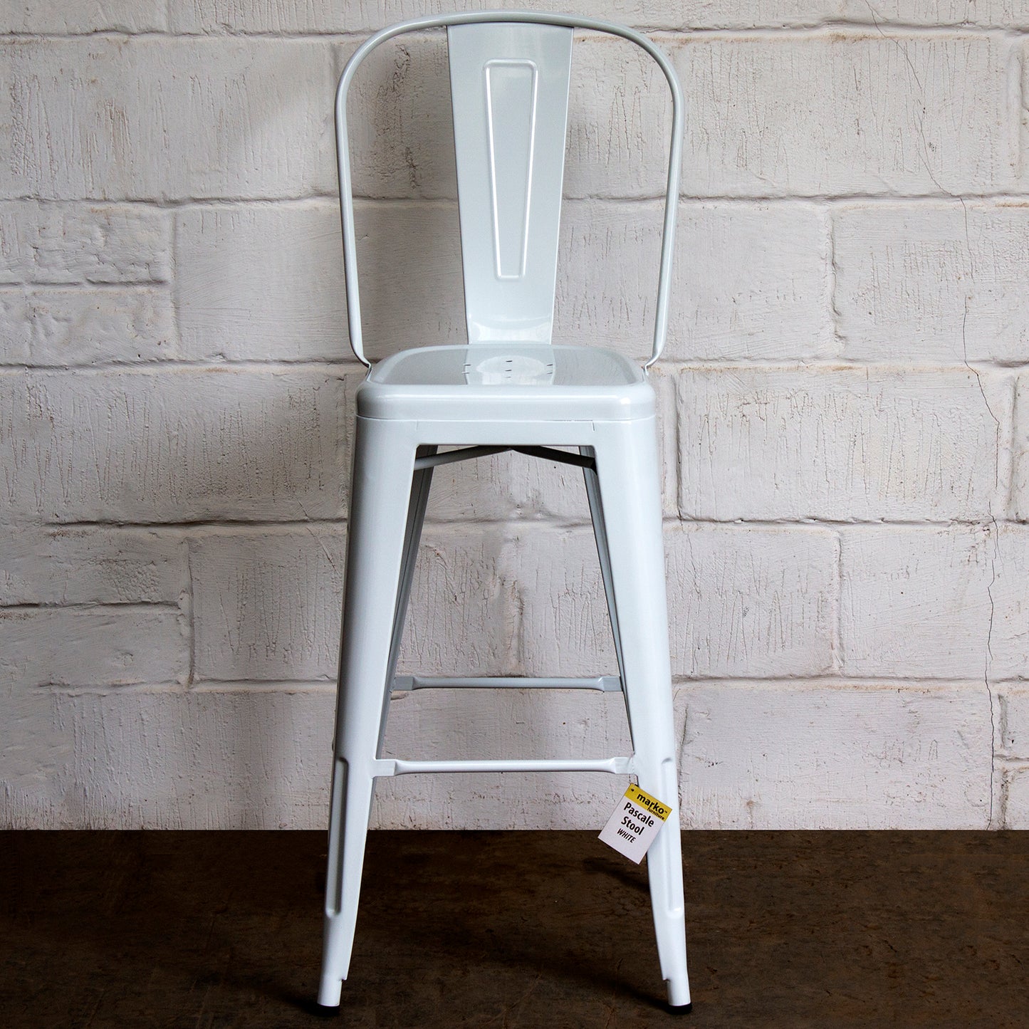5PC Lodi Table & Pascale Bar Stool Set - White