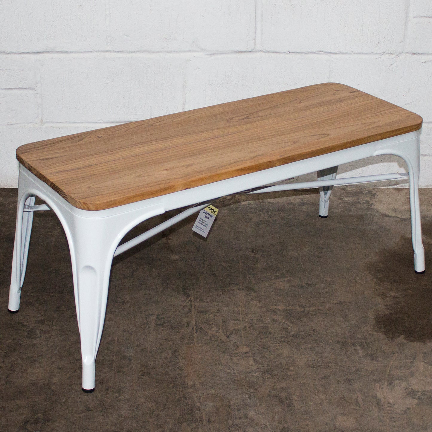 6PC Prato Table, 2 Palermo Chairs, 2 Rho Stools & Sicily Bench Set - White