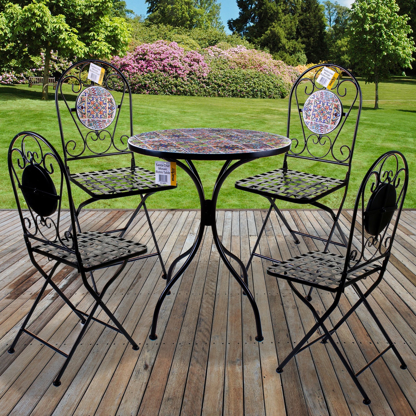 Mosaic Stone Topped Bistro Sets - Santa Cruz