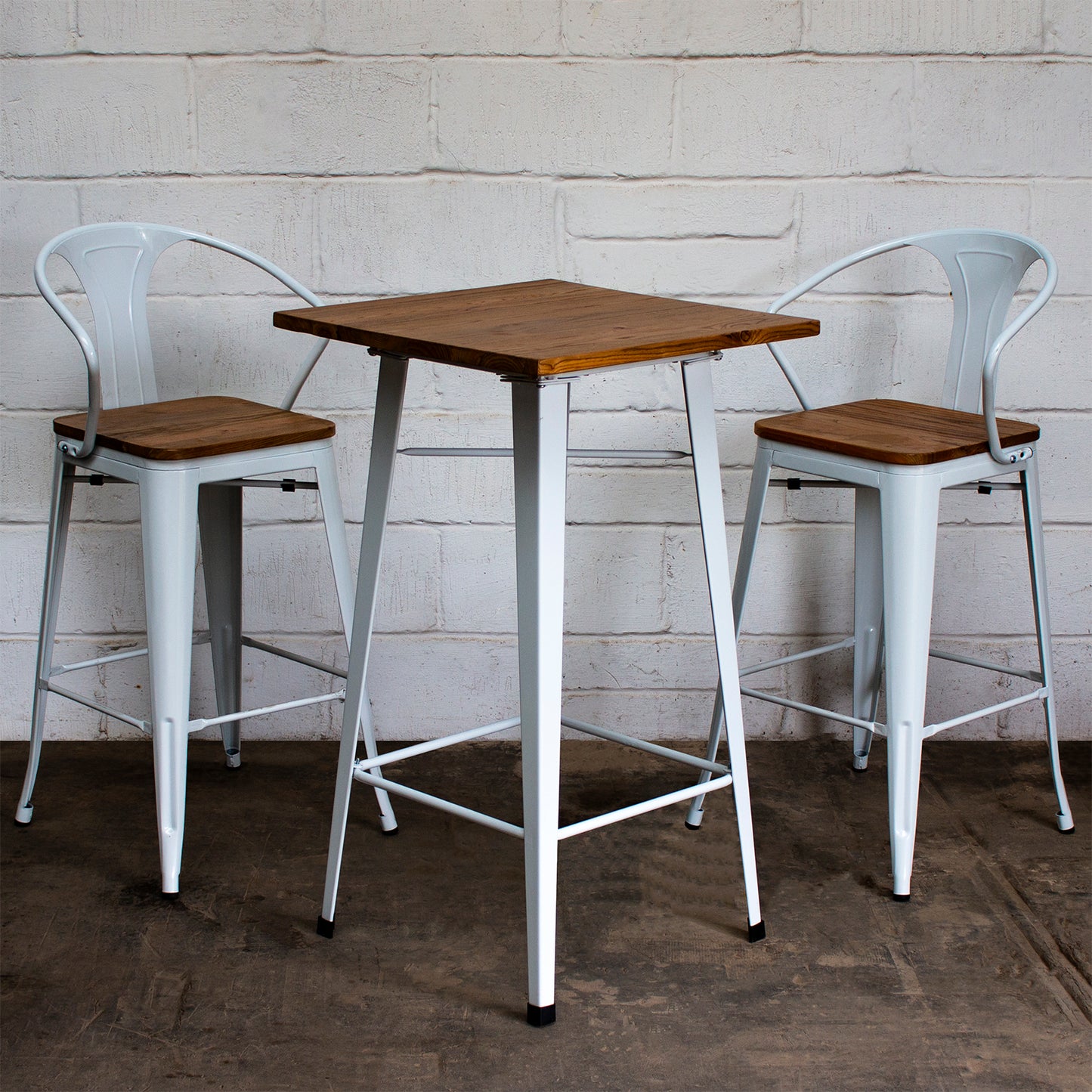 3PC Lodi Table & Licata Bar Stool Set - White
